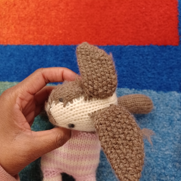 โ Handmade Yarn Crochet floppy Yarn cute Bunny Soft Toy lovey knitted plush - Picture 9 of 15